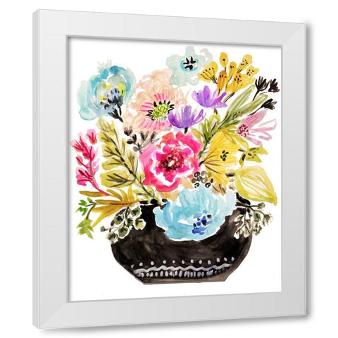 Black Floral Vase I White Modern Wood Framed Art Print by Fields, Karen
