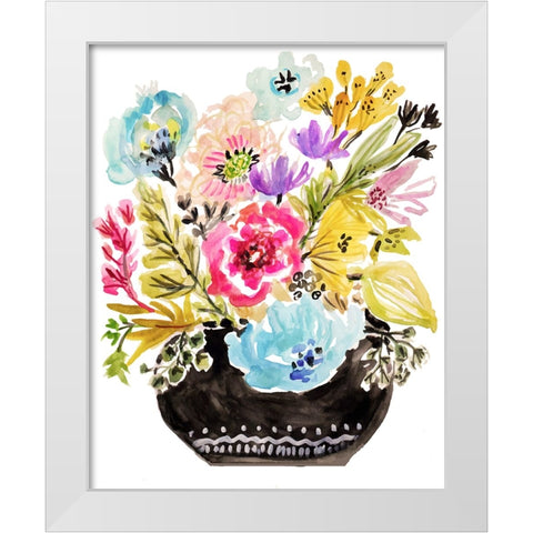 Black Floral Vase I White Modern Wood Framed Art Print by Fields, Karen