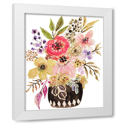Black Floral Vase III White Modern Wood Framed Art Print by Fields, Karen