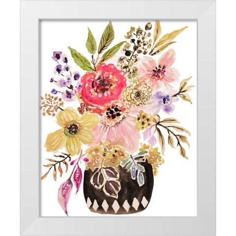 Black Floral Vase III White Modern Wood Framed Art Print by Fields, Karen