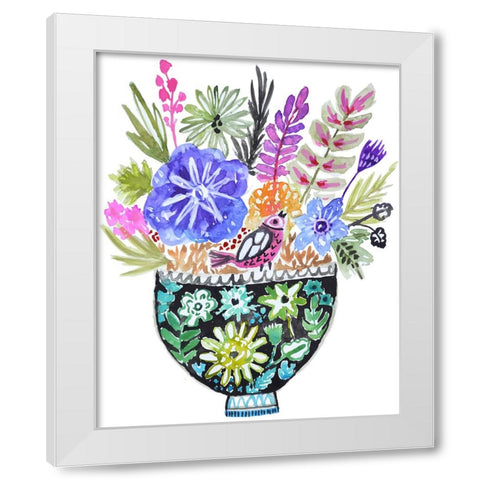 Black Floral Vase IV White Modern Wood Framed Art Print by Fields, Karen