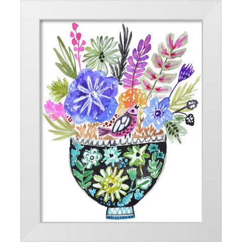Black Floral Vase IV White Modern Wood Framed Art Print by Fields, Karen