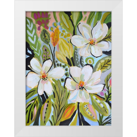 Magnolia Garden White Modern Wood Framed Art Print by Fields, Karen