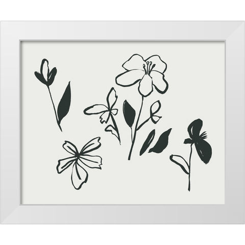 Little Flora I White Modern Wood Framed Art Print by Wang, Melissa