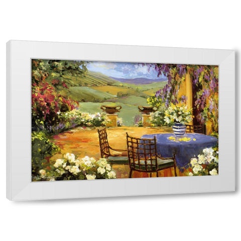 Countryside Terrace White Modern Wood Framed Art Print by Stevens, Allayn