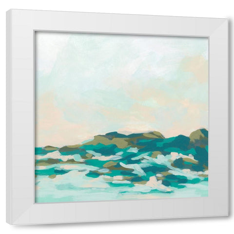 Teal Foothills II White Modern Wood Framed Art Print by Vess, June Erica