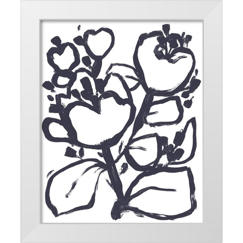 Carbon Flower I White Modern Wood Framed Art Print by Vess, June Erica