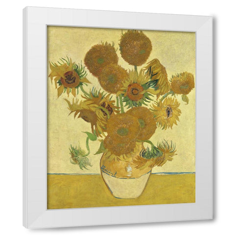 Van Gogh Sunflowers II White Modern Wood Framed Art Print by Van Gogh, Vincent