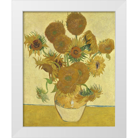 Van Gogh Sunflowers II White Modern Wood Framed Art Print by Van Gogh, Vincent