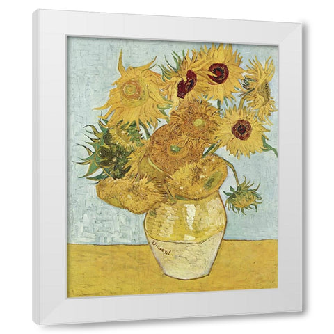 Van Gogh Sunflowers III White Modern Wood Framed Art Print by Van Gogh, Vincent