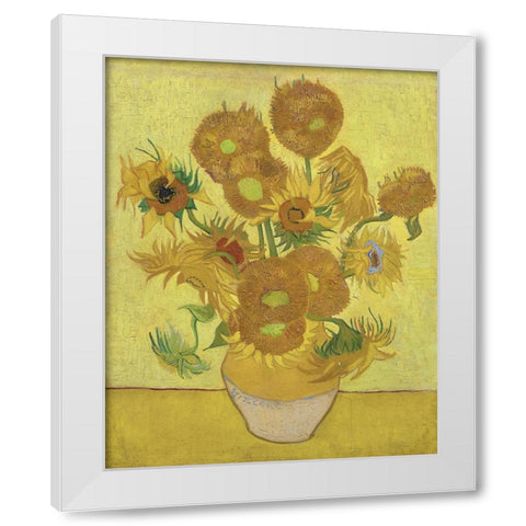 Van Gogh Sunflowers IV White Modern Wood Framed Art Print by Van Gogh, Vincent