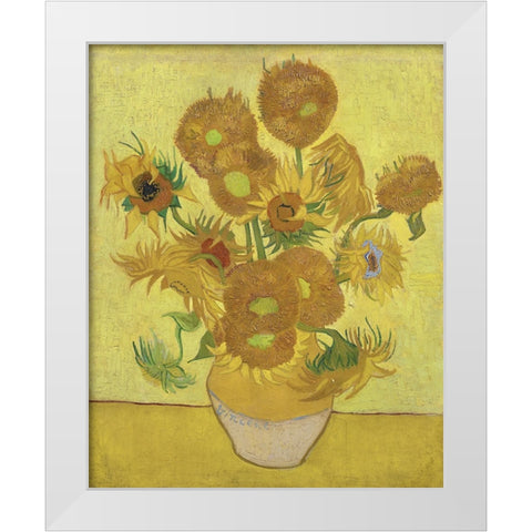 Van Gogh Sunflowers IV White Modern Wood Framed Art Print by Van Gogh, Vincent
