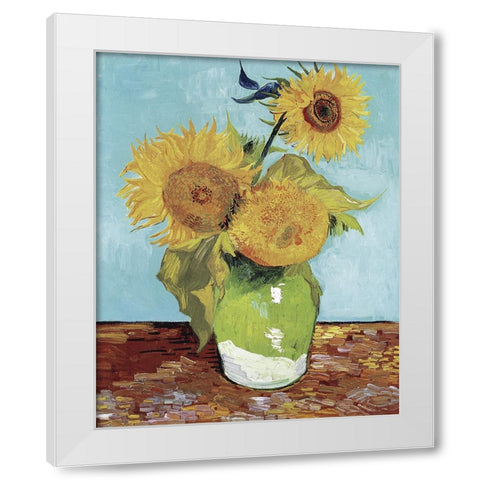 Van Gogh Sunflowers V White Modern Wood Framed Art Print by Van Gogh, Vincent