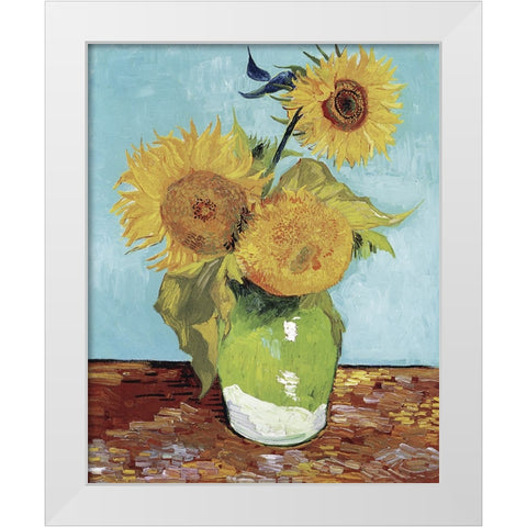Van Gogh Sunflowers V White Modern Wood Framed Art Print by Van Gogh, Vincent