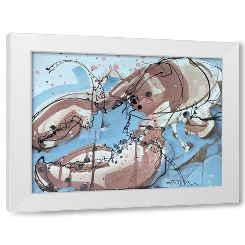 Lobster on Blue I White Modern Wood Framed Art Print by Ferrell, Erin McGee