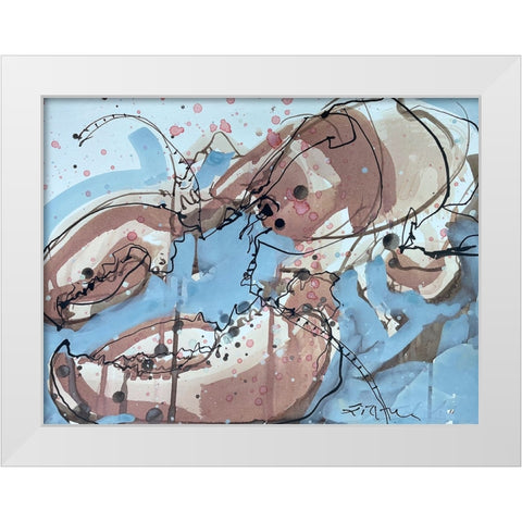 Lobster on Blue I White Modern Wood Framed Art Print by Ferrell, Erin McGee