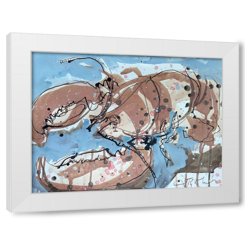 Lobster on Blue II White Modern Wood Framed Art Print by Ferrell, Erin McGee