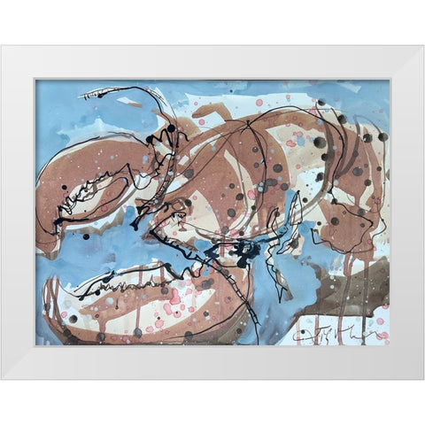 Lobster on Blue II White Modern Wood Framed Art Print by Ferrell, Erin McGee
