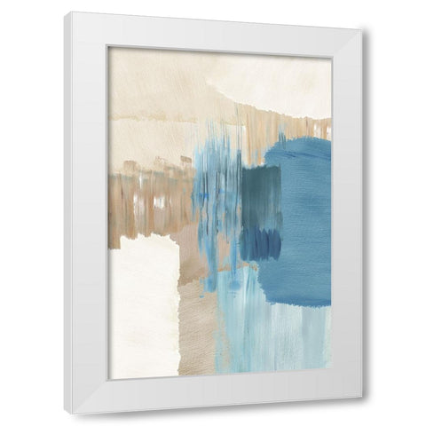 Blue Motion II White Modern Wood Framed Art Print by Kouta, Flora