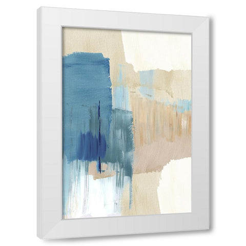 Blue Motion III White Modern Wood Framed Art Print by Kouta, Flora