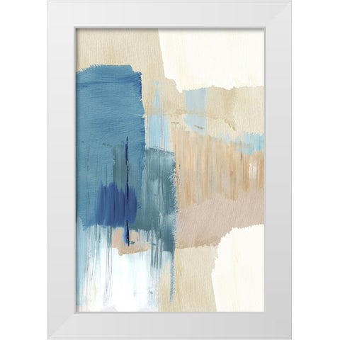 Blue Motion III White Modern Wood Framed Art Print by Kouta, Flora