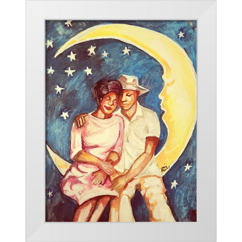 Love Over the Moon I White Modern Wood Framed Art Print by McGee, Janie