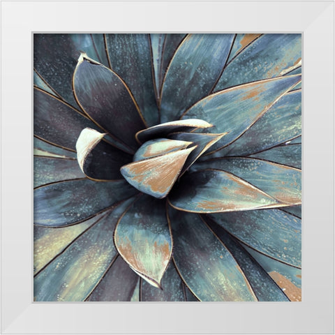 Succulent in Teal I White Modern Wood Framed Art Print by Orlov, Irena