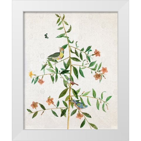 Perching Bird I White Modern Wood Framed Art Print by Smith, Karen