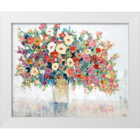 Mix Flower Bouquet I White Modern Wood Framed Art Print by OToole, Tim