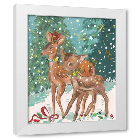 Doe and Fawn I White Modern Wood Framed Art Print by Wang, Melissa