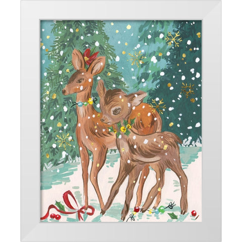 Doe and Fawn I White Modern Wood Framed Art Print by Wang, Melissa