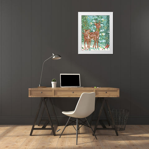 Doe and Fawn II White Modern Wood Framed Art Print by Wang, Melissa