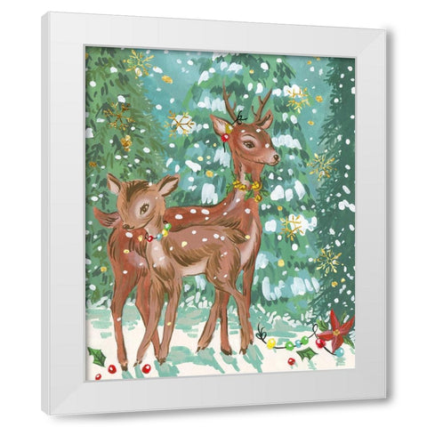 Doe and Fawn II White Modern Wood Framed Art Print by Wang, Melissa