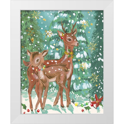 Doe and Fawn II White Modern Wood Framed Art Print by Wang, Melissa