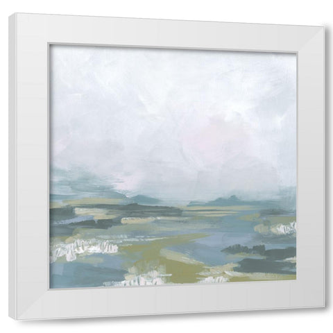 Blue Fields I White Modern Wood Framed Art Print by Vess, June Erica