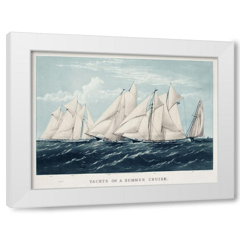 Antique Yachts III White Modern Wood Framed Art Print by Vision Studio