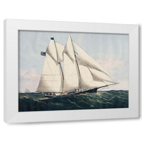 Antique Yachts IV White Modern Wood Framed Art Print by Vision Studio