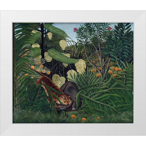 Rousseaus Jungle I White Modern Wood Framed Art Print by Rousseau, Henri