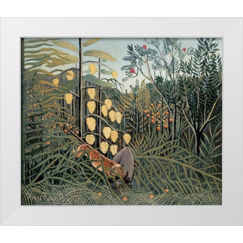 Rousseaus Jungle II White Modern Wood Framed Art Print by Rousseau, Henri