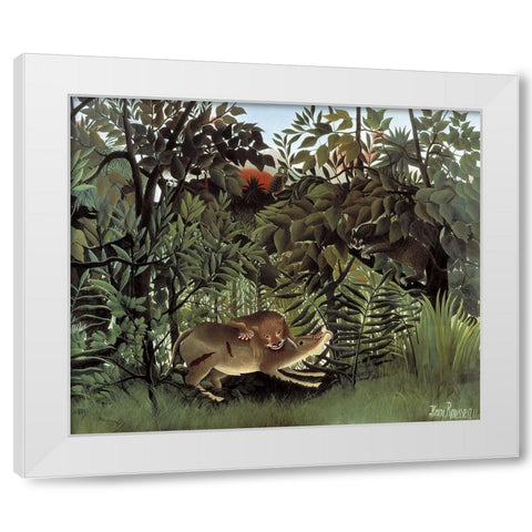 Rousseaus Jungle IV White Modern Wood Framed Art Print by Rousseau, Henri