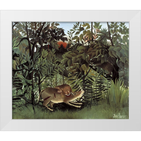 Rousseaus Jungle IV White Modern Wood Framed Art Print by Rousseau, Henri