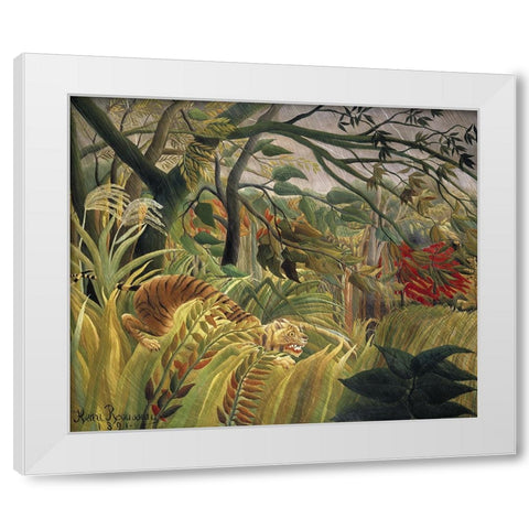 Rousseaus Jungle V White Modern Wood Framed Art Print by Rousseau, Henri