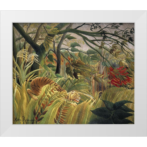 Rousseaus Jungle V White Modern Wood Framed Art Print by Rousseau, Henri