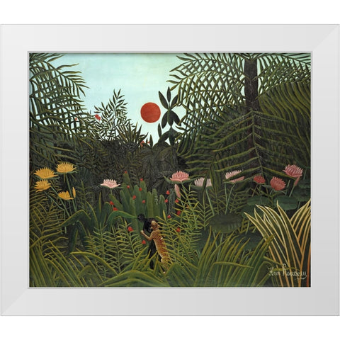 Rousseaus Jungle VI White Modern Wood Framed Art Print by Rousseau, Henri