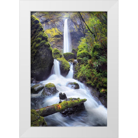 Rapid Waterfall I White Modern Wood Framed Art Print by Drost, David