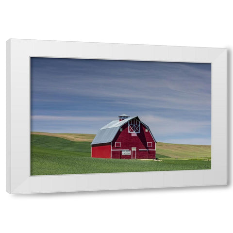 Red Palouse Barn I White Modern Wood Framed Art Print by Drost, David