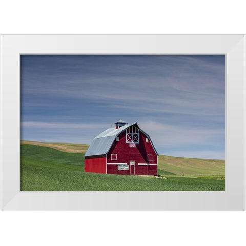 Red Palouse Barn I White Modern Wood Framed Art Print by Drost, David