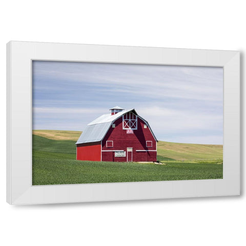 Red Palouse Barn II White Modern Wood Framed Art Print by Drost, David