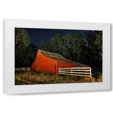 Red Burn at Night White Modern Wood Framed Art Print by Drost, David