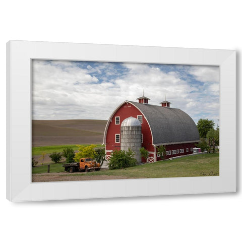 Truck and Palouse Barn White Modern Wood Framed Art Print by Drost, David